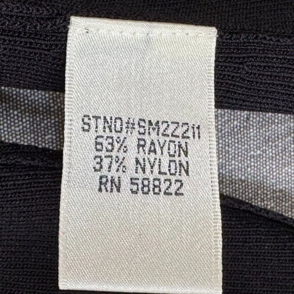 90s Vintage Max Studio Black Stretch Knit w/ White Piping Button Front Shirt - Picture 12 of 13